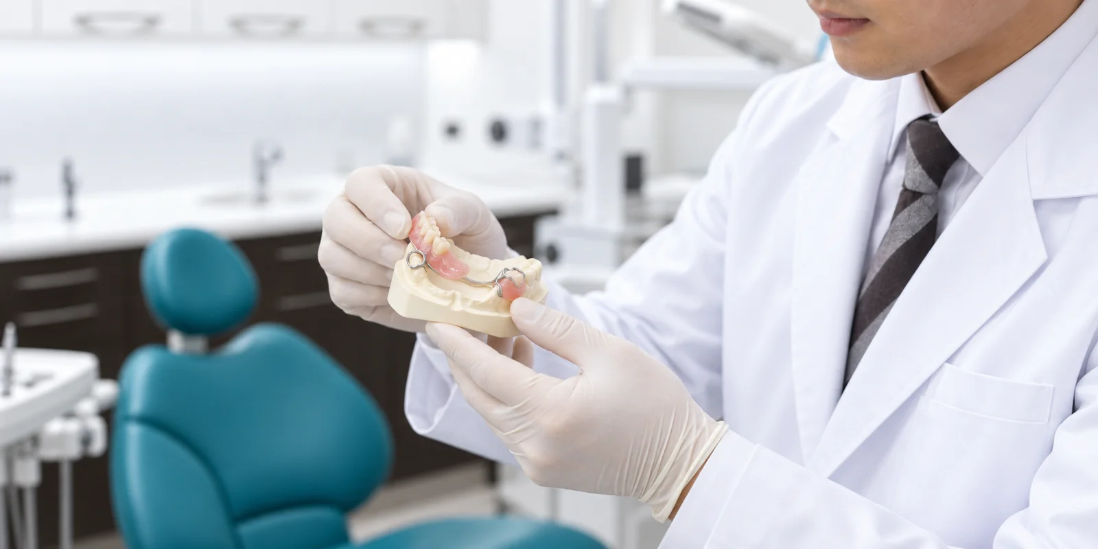 dental prothesis holding a denture